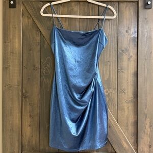 WINDSOR Elegant Blue Satin Texture Dress